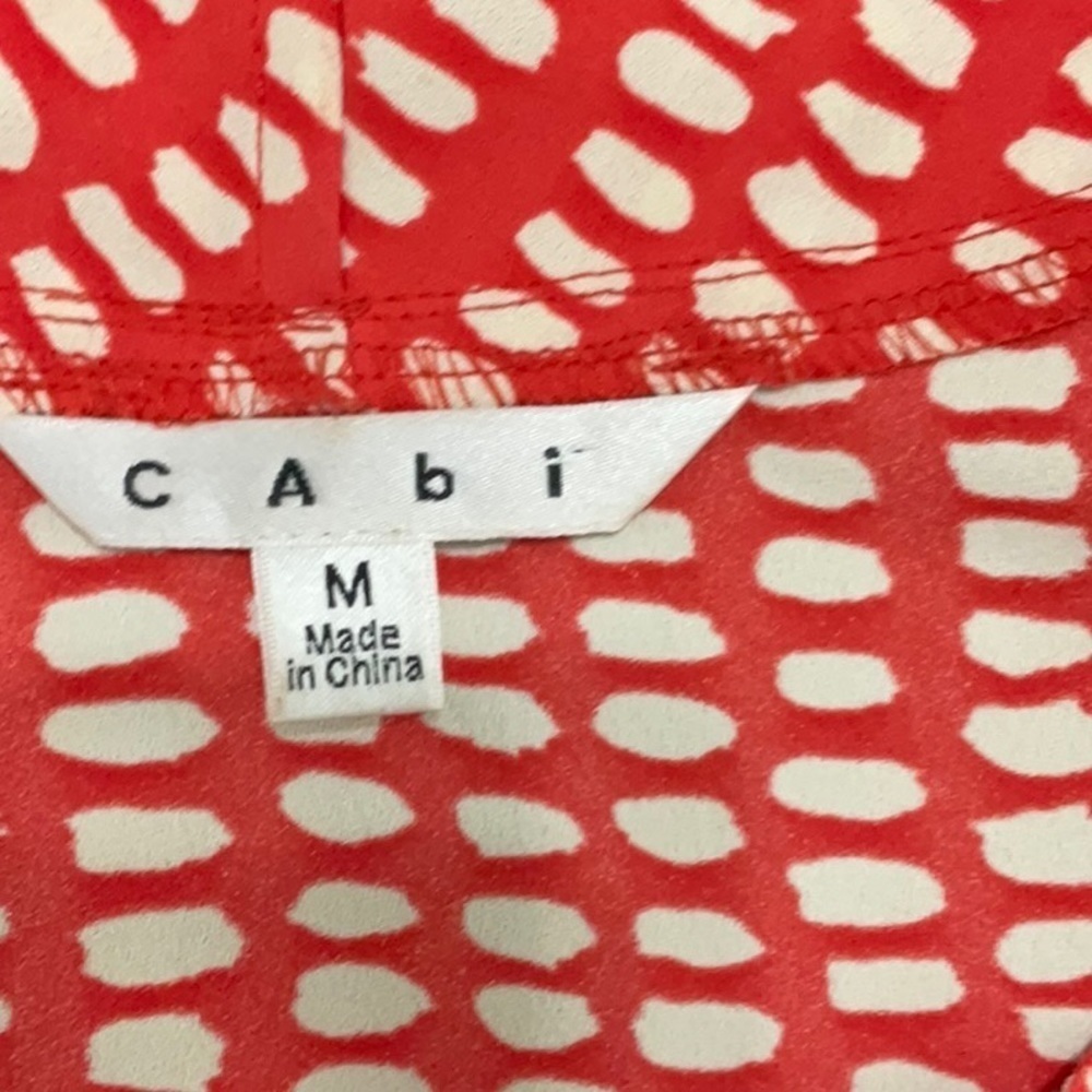 203- Cabi NWOT Orange & White Short Sleeve Top Size M 100% Polyester - Picture 4 of 6